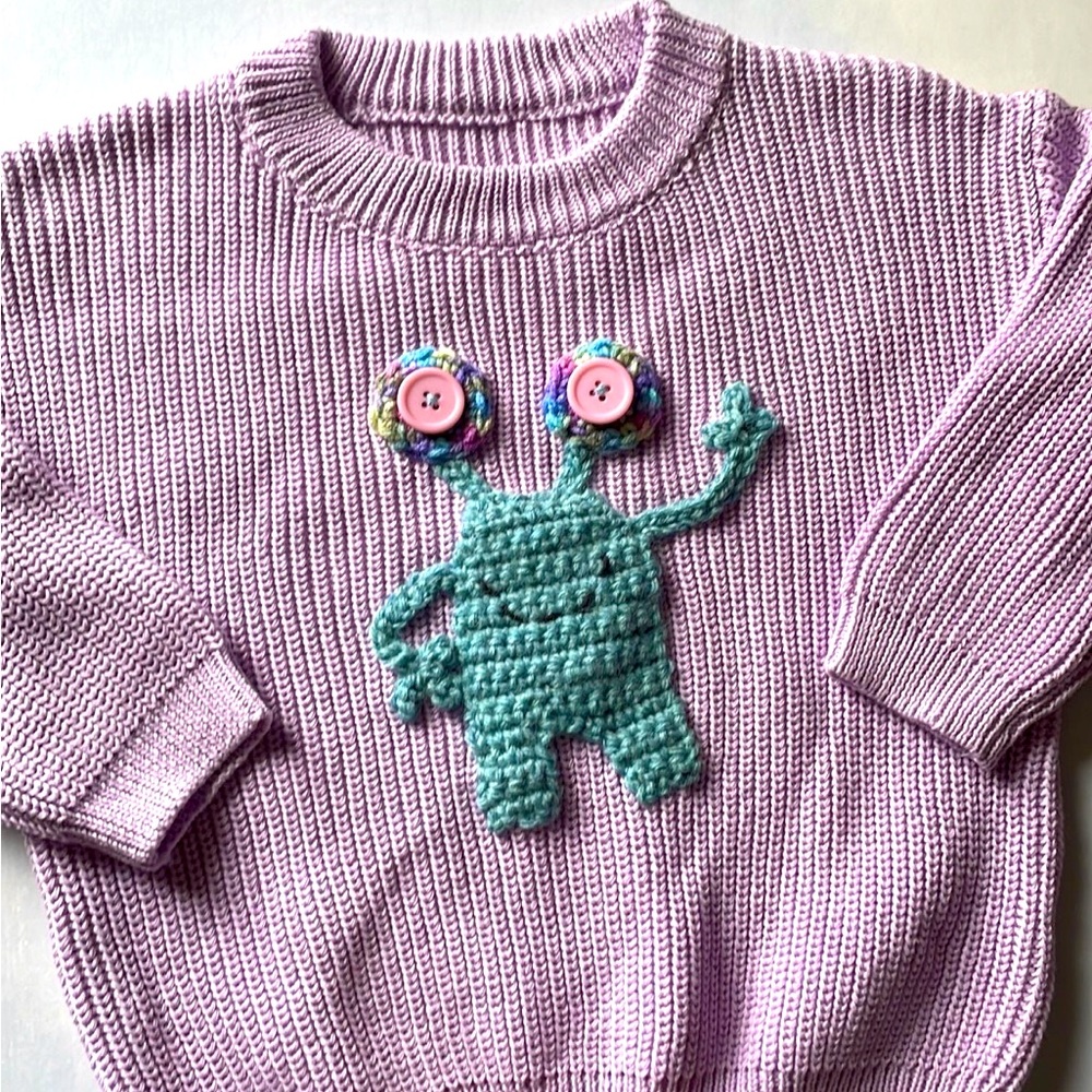 Lilac Monster Knit Sweater for Kids oversized new with tags purple